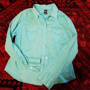 Aqua sheer blouse